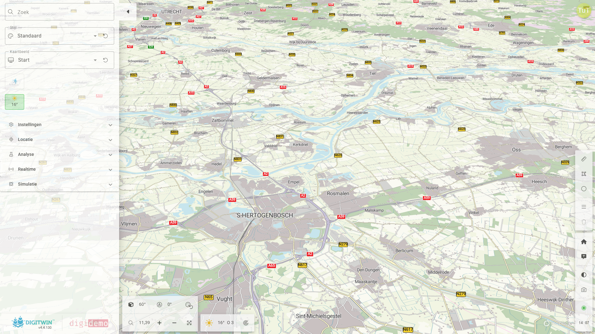 Kaartbediening met zoom en visualisatie-opties