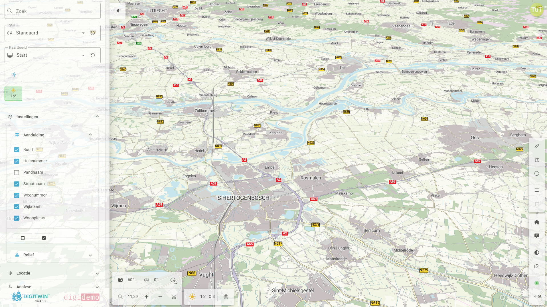 Instellingen voor kaartlabels