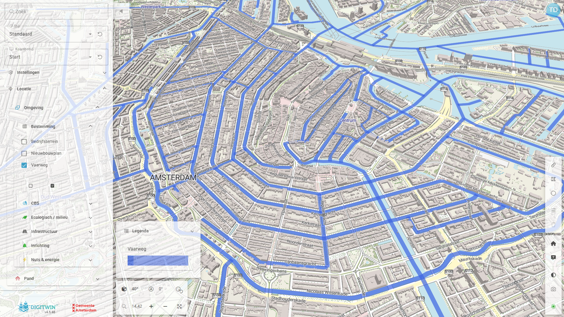 Omgevingskaartlaag met vaarwegen