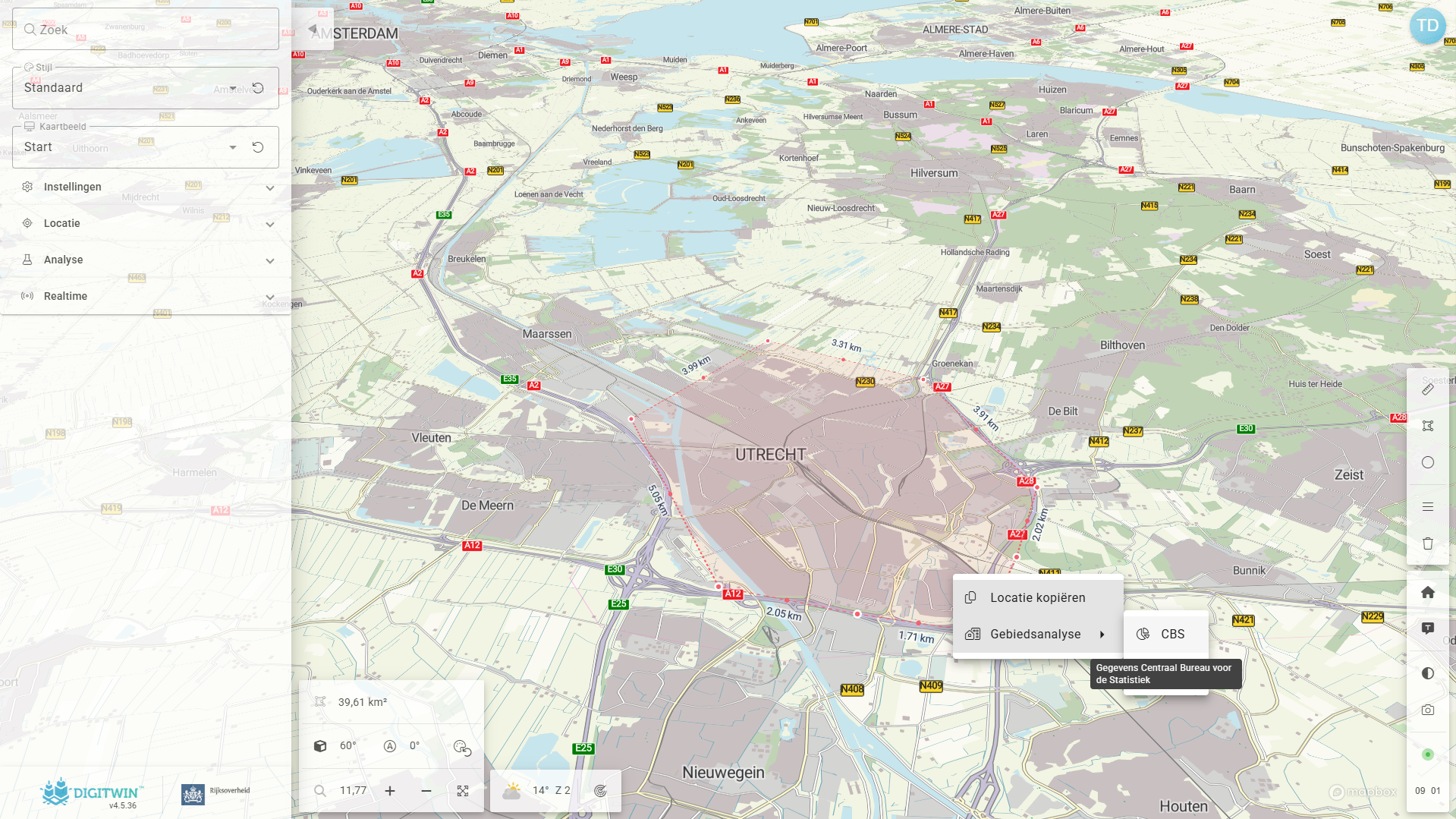 Gebied tekenen voor analyse