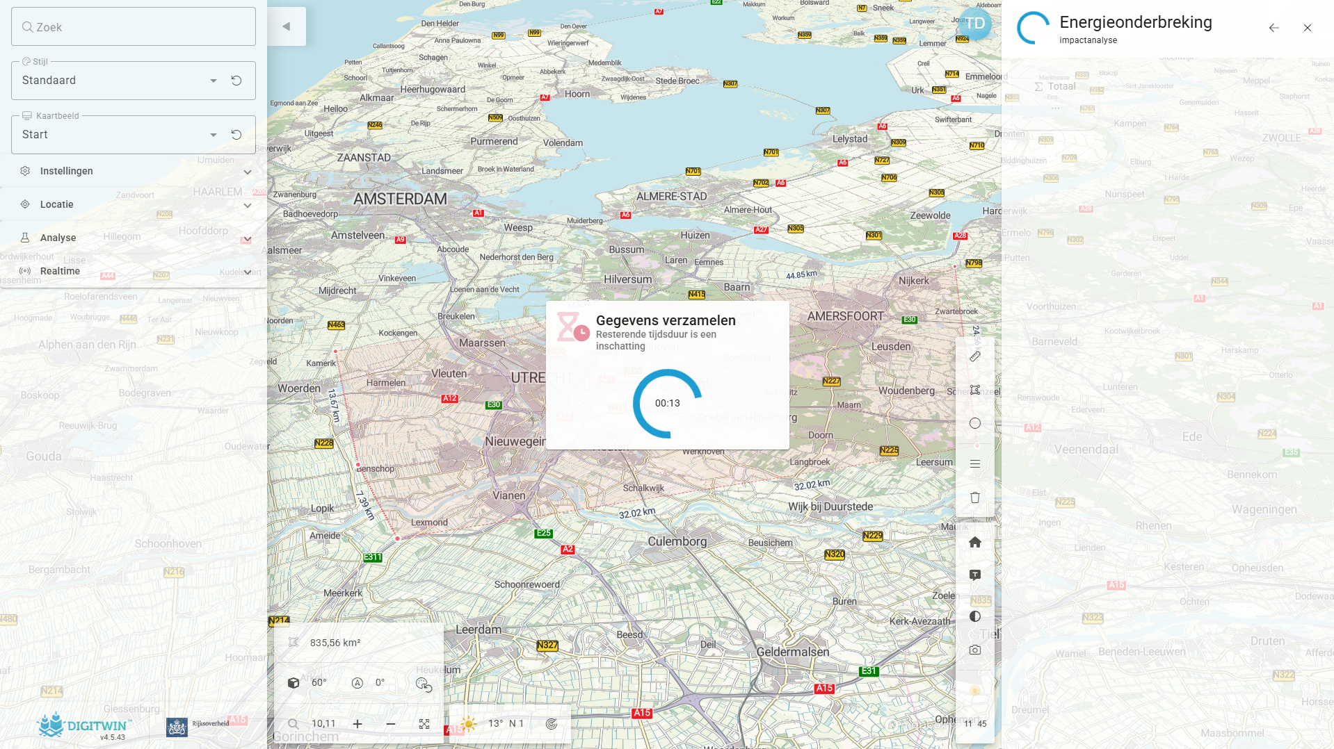 Laadtijd indicatie bij groot gebied