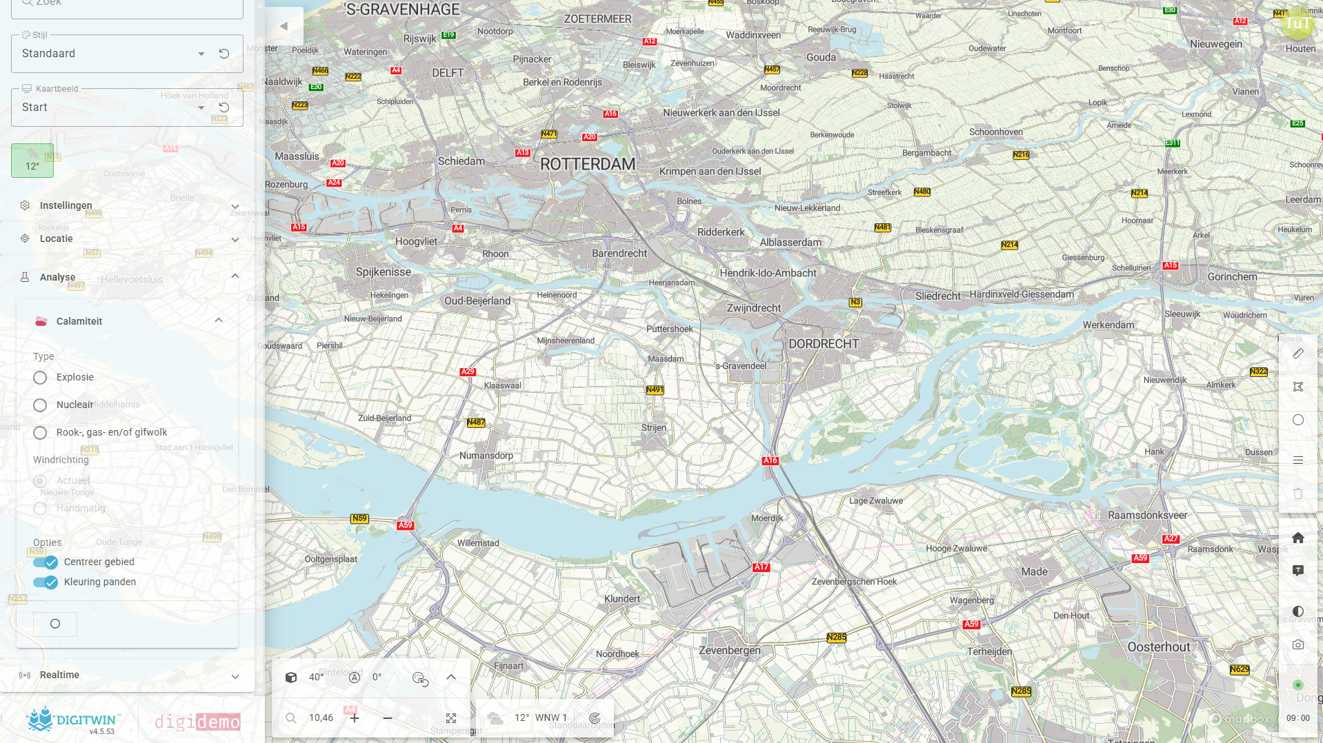 Calamiteitenanalyse menu met drie typen