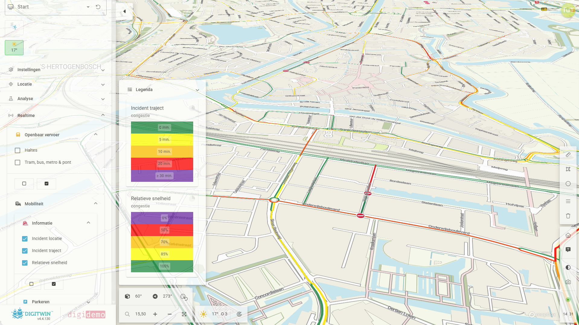 Live verkeersinformatie met snelheidsvisualisatie