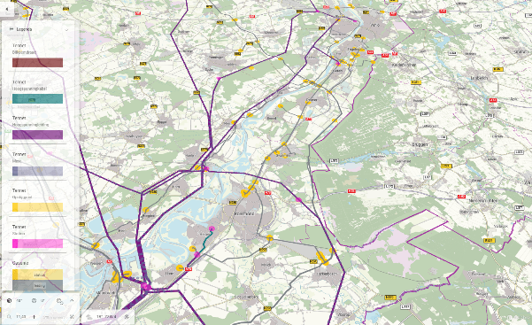 Overzicht van gasleidingen (Gasunie) en hoogspanningsinfrastructuur (TenneT)